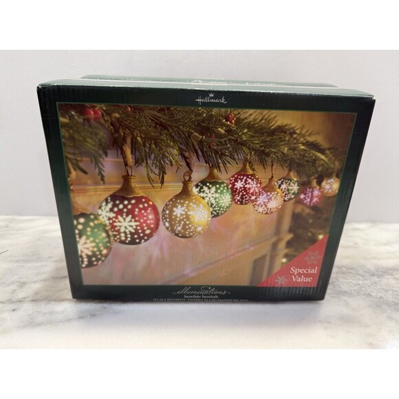 2005 Hallmark Illuminations Snowflake Snowballs Set Of 2 Christmas Ornaments - Picture 2 of 8